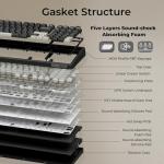 RK ROYAL KLUDGE R98 Pro Wired Mechanical Keyboard, 96% Creamy Gaming Keyboard RGB Backlit with Number Pad and Volume Knob, Gasket Mount, MDA Profile PBT Keycaps, Hot Swappable Pre-lubed Linear Switch