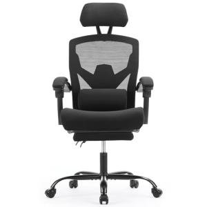 Sweetcrispy Office Computer Desk Chair, Ergonomic High-Back Mesh Rolling Work Swivel Chairs with Wheels, Comfortable Lumbar Support, Comfy Arms for Home, Bedroom, Study, Student, Black