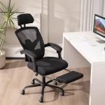 Sweetcrispy Office Computer Desk Chair, Ergonomic High-Back Mesh Rolling Work Swivel Chairs with Wheels, Comfortable Lumbar Support, Comfy Arms for Home, Bedroom, Study, Student, Black