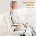 Yaheetech Mid-Back Office Chair PU Leather Desk Chair Adjustable Executive Task Chair w/Lumber Support Gold Leg White Seat