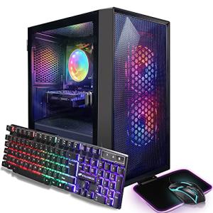 STGAubron Prebuilt Gaming PC Desktop, Radeon RX 550 4G, Intel Core i5 up to 3.7GHz, 16G RAM, 512G SSD, WiFi 6, BT 5.3, RGB Fan x2, Windows 11 Home