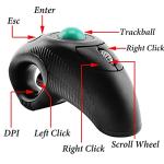 EIGIIS 2.4G Ergonomic Trackball Handheld Finger USB Mouse Wireless Optical Travel DPI Mice for PC Laptop Mac Left and Right Handed