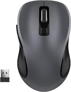 WisFox 2.4G Wireless Mouse for Laptop, Ergonomic Computer Mouse with USB Receiver and 3 Adjustable Levels, 6 Button Wireless Mice for Windows Mac PC Notebook (Grey)