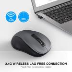 WisFox 2.4G Wireless Mouse for Laptop, Ergonomic Computer Mouse with USB Receiver and 3 Adjustable Levels, 6 Button Wireless Mice for Windows Mac PC Notebook (Grey)