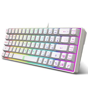 Snpurdiri 60% Percent Gaming Keyboard, Compact RGB Backlit Ergonomic Small Mini Keyboard for Windows, PC, Laptop, Gaming (68 Keys, White)