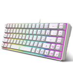 Snpurdiri 60% Percent Gaming Keyboard, Compact RGB Backlit Ergonomic Small Mini Keyboard for Windows, PC, Laptop, Gaming (68 Keys, White)