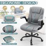 Leather Office Chair, PU Home Computer Desk Chairs with Ergonomic Back Support, 360°Swivel Free,Small Gaming Chair with Wheels and Adjustable Armrests, for Short People Use