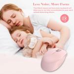 LeadsaiL Pink Wireless Keyboard and Mouse Combo, Full-Sized Ergonomic Computer Keyboard, 2.4GHz Cordless Keyboard Silent Mouse Set with 2-in-1 USB Receiver, 12 FN Shortcuts for Windows Laptop, PC/Mac