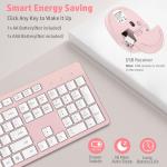 LeadsaiL Pink Wireless Keyboard and Mouse Combo, Full-Sized Ergonomic Computer Keyboard, 2.4GHz Cordless Keyboard Silent Mouse Set with 2-in-1 USB Receiver, 12 FN Shortcuts for Windows Laptop, PC/Mac