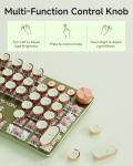 EWEADN Typewriter Style Mechanical Keyboard, Wired Typewriter Keyboards,104 Keys Backlit LED Metal Keyboards, Media Control Knob, Wired Computer Keyboard Pink Switch for Windows/Mac/PC-Green