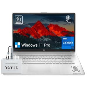 HP 17 Touchscreen Laptop Computer, 17.3" HD+ Touch Screen Business PC, Intel Core i7, 32GB RAM 2TB SSD, Windows 11 Pro, Lifetime Office, 10 key Numeric Backlit Keyboard, Fingerprint Reader