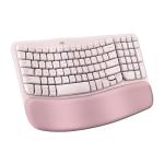 Logitech Wave Keys Wireless Ergonomic Keyboard with Cushioned Palm Rest, Comfortable Natural Typing, Easy-Switch, Bluetooth, Logi Bolt Receiver, for Multi-OS, Windows/Mac - Rose
