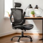 Marsail Office Chair Ergonomic-Desk Chair: Mesh Back Home Office Chair with Adjustable Lumbar Support, Computer Desk Chair with Flip-up Armrests Swivel Home Office Task Chair(Bright Black)
