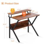 ODK Small Desk, 27.5 Inch Computer Desk for Small Spaces, Kids Desk with Storage, Study Table with Monitor Stand for Homeschool, Deep Brown