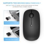 Type C Wireless Mouse，Vssoplor USB C Rechargeable Portable Quiet Laptop Mouse USB and Type C Receiver Dual Mode Mice for PC, Laptop, MacBook, Tablet-Black