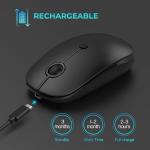 Type C Wireless Mouse，Vssoplor USB C Rechargeable Portable Quiet Laptop Mouse USB and Type C Receiver Dual Mode Mice for PC, Laptop, MacBook, Tablet-Black