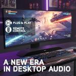 BlueAnt Soundblade Under Monitor Soundbar, Powerful 120 watt, 2.1 Channel USB-C, Bluetooth 5.3 Desktop Speaker for PC, Mac for Streaming Content, Music and Gaming. (Charcoal)