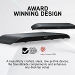 BlueAnt Soundblade Under Monitor Soundbar, Powerful 120 watt, 2.1 Channel USB-C, Bluetooth 5.3 Desktop Speaker for PC, Mac for Streaming Content, Music and Gaming. (Charcoal)