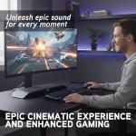 BlueAnt Soundblade Under Monitor Soundbar, Powerful 120 watt, 2.1 Channel USB-C, Bluetooth 5.3 Desktop Speaker for PC, Mac for Streaming Content, Music and Gaming. (Charcoal)