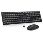 Wireless Keyboard and Mouse Combo, EDJO Silent Full Size Cordless USB Keyboard Mouse, 2.4GHz Lag-Free, Long Battery Life, for Computer, Laptop, PC, Chromebook, Windows (Black, 1 Pack)