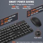 Wireless Keyboard and Mouse Combo, EDJO Silent Full Size Cordless USB Keyboard Mouse, 2.4GHz Lag-Free, Long Battery Life, for Computer, Laptop, PC, Chromebook, Windows (Black, 1 Pack)