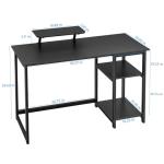 GreenForest Computer Desk 39 Inch with Monitor Stand, Office Desk with Adjustable Storage Shelves, Small Gaming Desk for Home Work Writing Study, Black