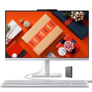 Lenovo IdeaCentre Everyday Tasks 24" Full HD All-in-One Desktop Computer • Lifetime Office 365 for The Web • Intel 4-Cores • 512GB External and 256GB SSD • 8GB RAM • Wired Keyboard and Mouse • Win11