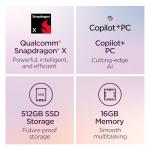 Lenovo IdeaPad Slim 3X - 2025 - Everyday AI Laptop - Copilot+ PC - 15.3" WUXGA Display - 16 GB Memory - 512 GB Storage - Qualcomm® Snapdragon® X - Luna Grey