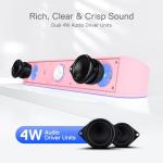 Redragon GS560 RGB Desktop Soundbar, 2.0 Channel Computer Speaker with Dynamic Lighting Bar Audio-Light Sync/Display, Touch-Control Backlit with Volume Knob, USB Powered w/ 3.5mm Cable, Pink