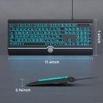 Large Print Backlit Computer Keyboard, 7-Color Backlit Keyboard with Wrist Rest, USB Plug-and-Play, Oversize Letters Keys Easy to See and Type, Wired Light Up Keyboards for Laptop, PC, Gaming
