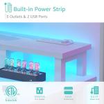 Lufeiya White Desk with Drawers Storage - 47 inch Home Office Computer Gaming Desks with Monitor Stand LED Lights and Power Outlets, White