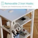 Lufeiya White Desk with Drawers Storage - 47 inch Home Office Computer Gaming Desks with Monitor Stand LED Lights and Power Outlets, White