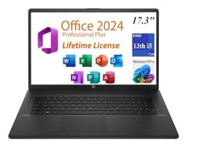 HP 2025 17.3" HD+ Business Laptop, 13th Gen Intel Core i5-1334U (10cores,12 Threads),32GB RAM, 1TB PCiE SSD, Free Lifetime Office 2024, HDMI, WiFi 6, Webcam,Windows 11 Pro, Jet Black