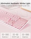 SEUNKWANG EWEADN GX710S Backlit Computer Keyboards, Wired USB Keyboard with White Backlit, Metal Panel, Plug and Play, Pudding Keycaps Full Size Quite Computer Keyboard for Win/PC/Laptop-Pink