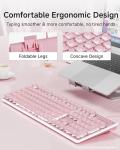 SEUNKWANG EWEADN GX710S Backlit Computer Keyboards, Wired USB Keyboard with White Backlit, Metal Panel, Plug and Play, Pudding Keycaps Full Size Quite Computer Keyboard for Win/PC/Laptop-Pink