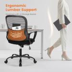 Sweetcrispy Ergonomic Mid-Back Mesh Home Office Desk Chair with Wheels, Lumbar Support, and Comfortable Armrests for Home, Bedroom, Study, Office