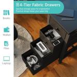 Lufeiya Black Gaming Desk with LED Lights and Power Outlets, 47 inch Computer Desk with Fabric Drawers and Storage Shelves, Home Office Desk with Monitor Stand, Black