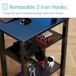 Lufeiya Black Gaming Desk with LED Lights and Power Outlets, 47 inch Computer Desk with Fabric Drawers and Storage Shelves, Home Office Desk with Monitor Stand, Black