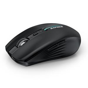 RAPIQUE Bluetooth Wireless Mouse - (BT1/BT2+USB) Tri-Mode High Performance, Rechargeable, Quiet Click, Multi-Device Compatibility for Laptop, Computer, MacBook, Tablet, PC (Black)