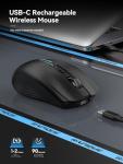 RAPIQUE Bluetooth Wireless Mouse - (BT1/BT2+USB) Tri-Mode High Performance, Rechargeable, Quiet Click, Multi-Device Compatibility for Laptop, Computer, MacBook, Tablet, PC (Black)