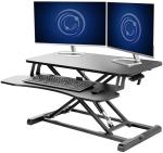 VIVO 32 inch Desk Converter, K Series, Height Adjustable Sit to Stand Riser, Dual Monitor and Laptop Workstation with Wide Keyboard Tray, Black, DESK-V000K