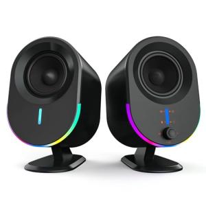 Computer Speakers, littoak Bluetooth PC Speakers, DC Powered Gaming Speaker with 3 EQ Modes, Stereo Speakers with 6 RGB Modes, Aux in, Headphone, USB port Speaker for Laptop/Desktop/TV, 2*15W, 2.0 CH