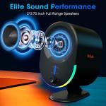Computer Speakers, littoak Bluetooth PC Speakers, DC Powered Gaming Speaker with 3 EQ Modes, Stereo Speakers with 6 RGB Modes, Aux in, Headphone, USB port Speaker for Laptop/Desktop/TV, 2*15W, 2.0 CH