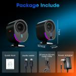 Computer Speakers, littoak Bluetooth PC Speakers, DC Powered Gaming Speaker with 3 EQ Modes, Stereo Speakers with 6 RGB Modes, Aux in, Headphone, USB port Speaker for Laptop/Desktop/TV, 2*15W, 2.0 CH