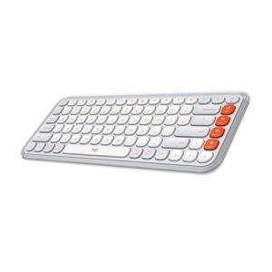 Logitech POP ICON Keys Wireless Bluetooth Keyboard, Comfortable Typing, Programmable Keys, Easy-Switch Between up to 3 Devices, for Laptop, Tablet, PC – Off White and Orange