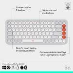 Logitech POP ICON Keys Wireless Bluetooth Keyboard, Comfortable Typing, Programmable Keys, Easy-Switch Between up to 3 Devices, for Laptop, Tablet, PC – Off White and Orange