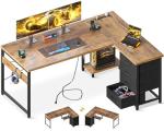 AODK 53" L-Shaped Gaming Desk with USB Outlets