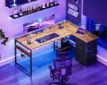 AODK 53" L-Shaped Gaming Desk with USB Outlets