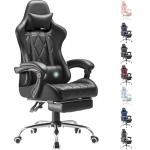 Homall Gaming Chair, Computer Chair with Footrest and Massage Lumbar Support, Ergonomic High Back Video Game Chair with Swivel Seat and Headrest (Dark Black)