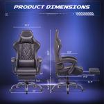 Homall Gaming Chair, Computer Chair with Footrest and Massage Lumbar Support, Ergonomic High Back Video Game Chair with Swivel Seat and Headrest (Dark Black)